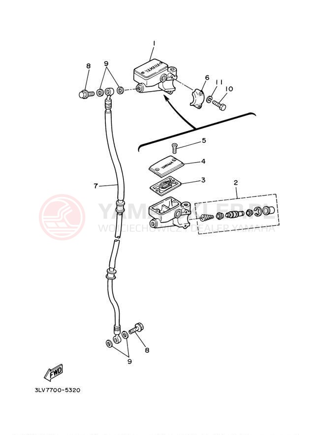 Schemat "Pompa hamulcowa przednia" do Yamaha VIRAGO 250 XV250R/XV250RC