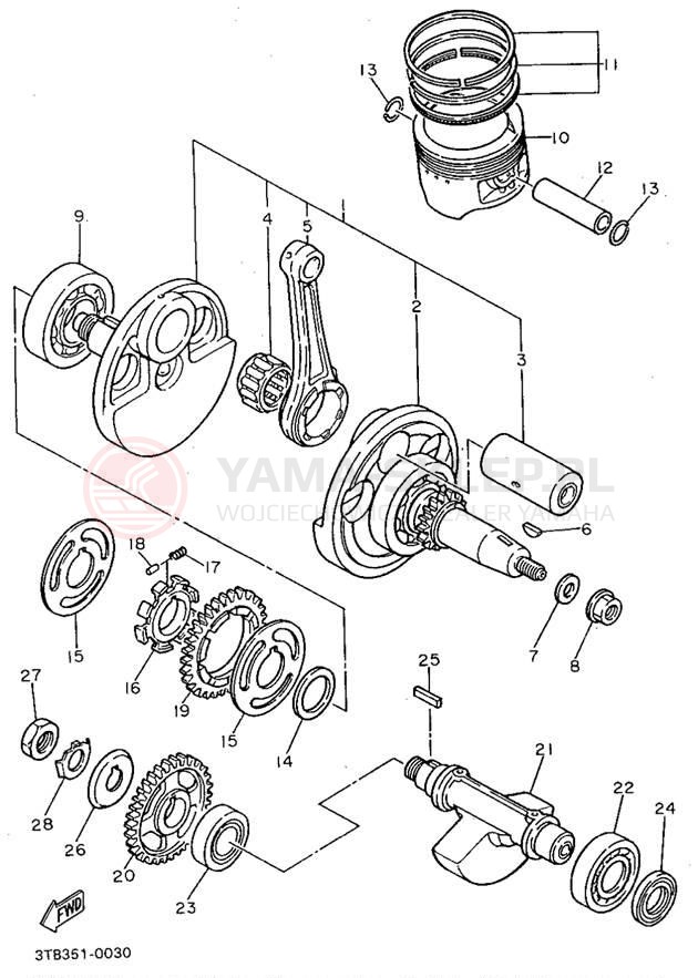 Schemat "Wał korbowy, tłok" do Yamaha XT600EG/XT600EGC