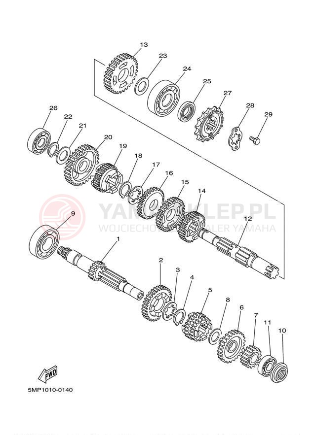Schemat "Skrzynia biegów " do Yamaha XT225 CA XT225WC/XT225W