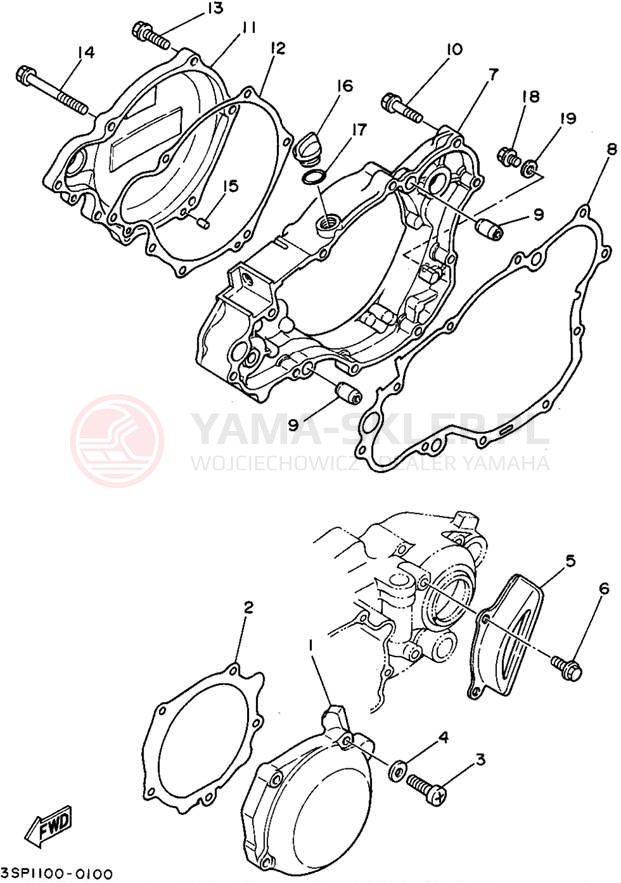 Schemat "Pokrywa silnika" do Yamaha WR250ZG