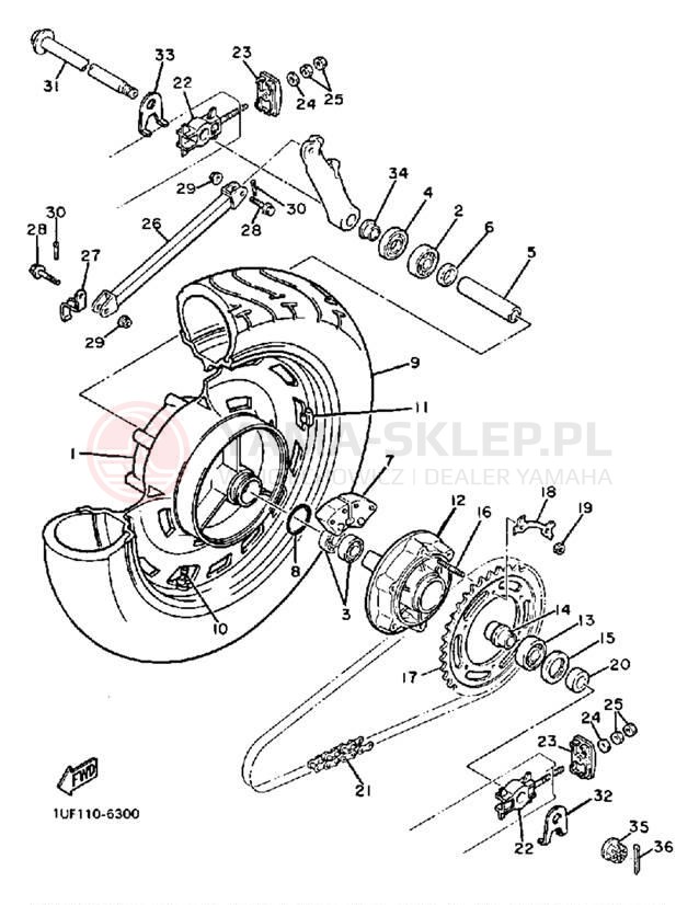 Schemat "Koło tył" do Yamaha FAZER FZX700SC/FZX700S