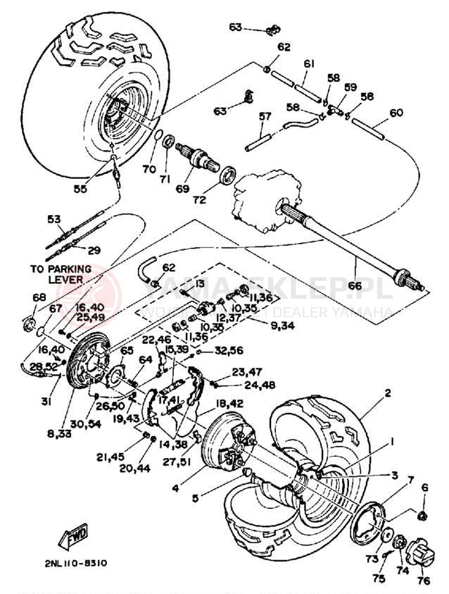 Schemat "Koło tył" do Yamaha TERRA PRO YFP350U