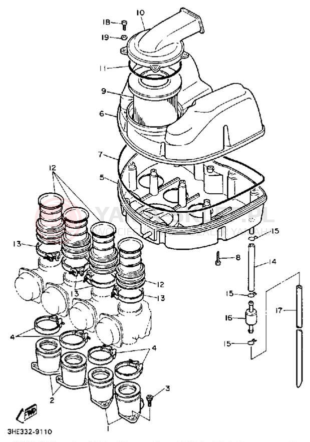 Schemat "Filtr powietrza" do Yamaha FZR600RB