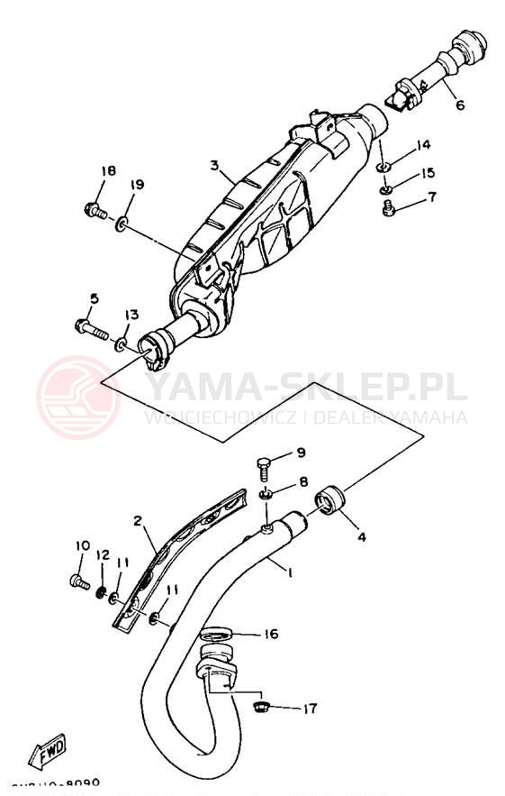 Schemat "Wydech końcowy" do Yamaha BIG BEAR 4WD YFM350FWB