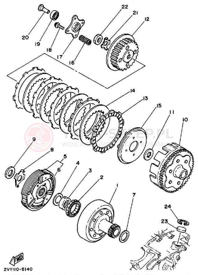 Schemat "sprzęgło" do Yamaha MOTO-4 YFM200DXU