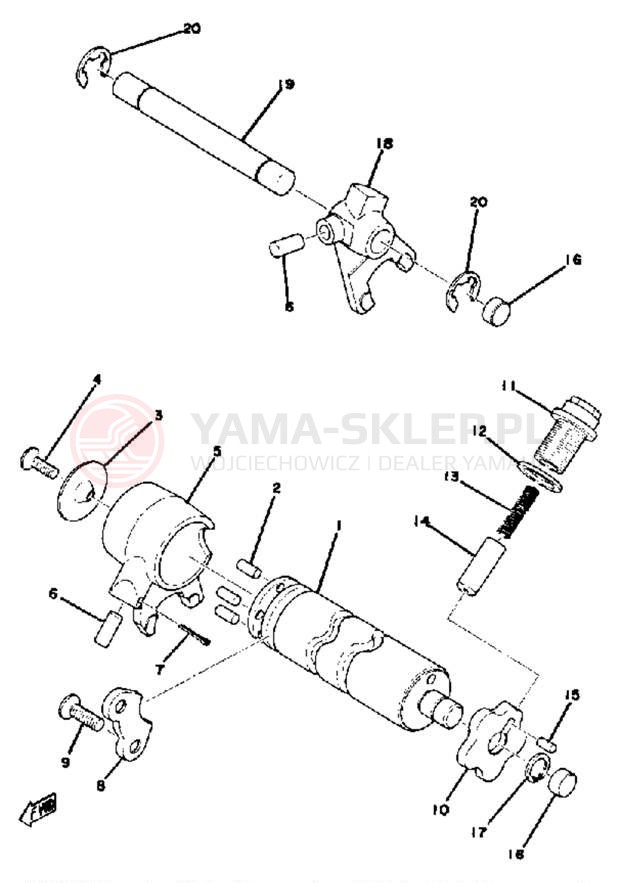Schemat "Dźwignia zmiany biegów, wałek" do Yamaha GTMXC/GT80C