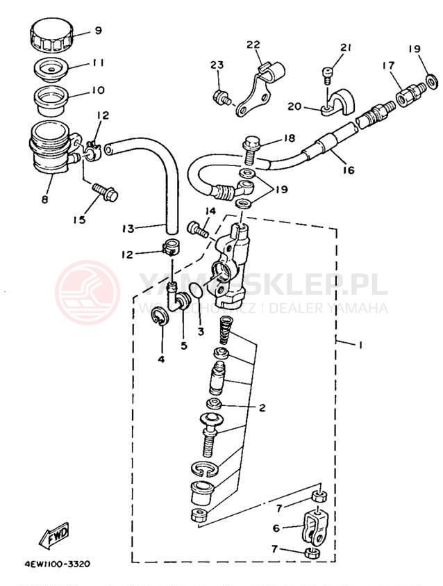 Schemat "Pompa hamulcowa tył" do Yamaha YZ250E1