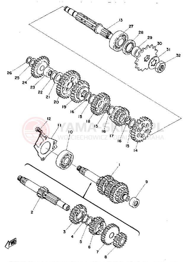 Schemat "Skrzynia biegów " do Yamaha MX100A