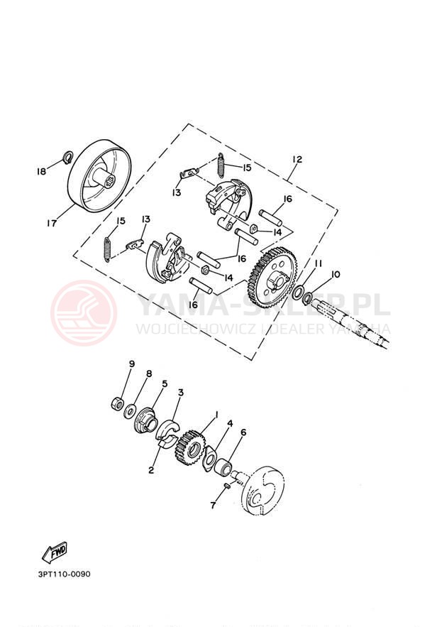 Schemat "sprzęgło" do Yamaha PW50 PW50X