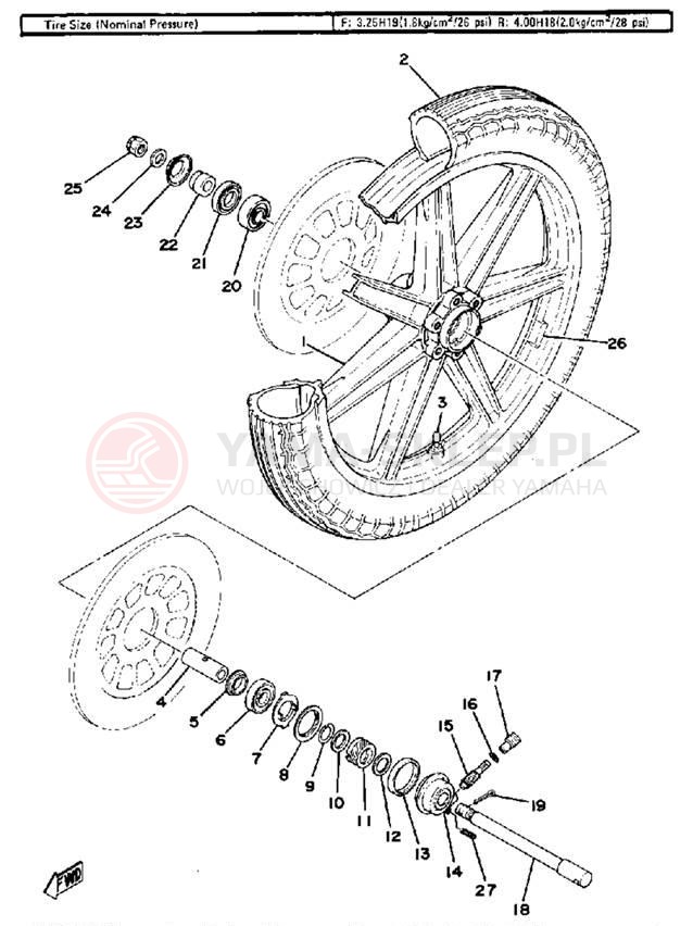 Schemat "Koło przód" do Yamaha XS750F