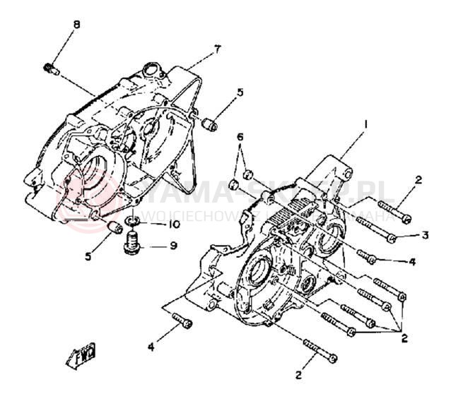 Schemat "Obudowa silnika" do Yamaha MX80G