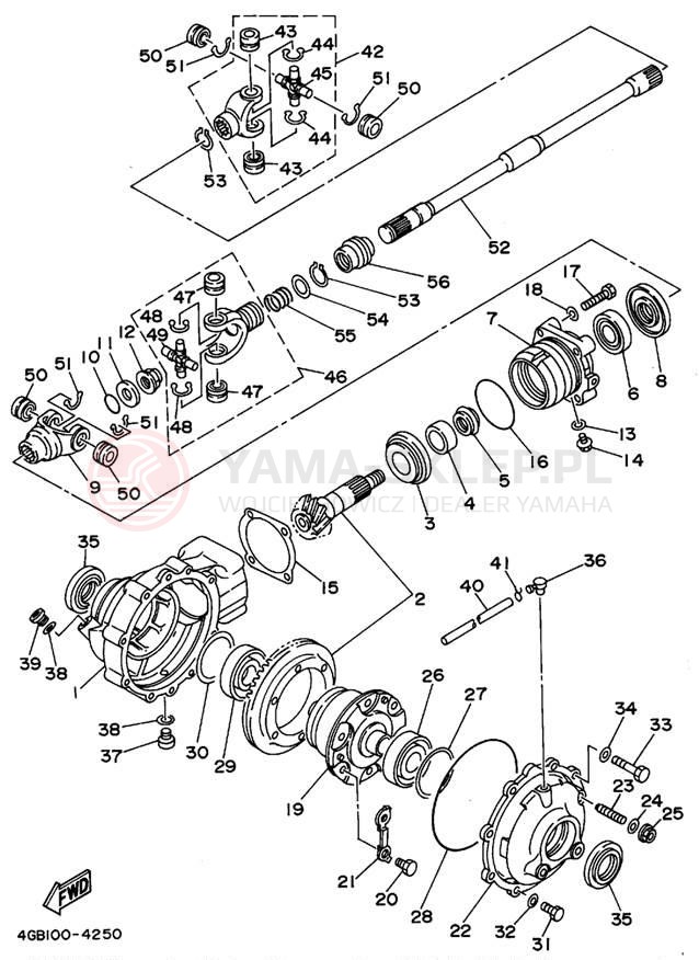 Schemat "Wał napędowy przód" do Yamaha KODIAK 4WD YFM400FWF_