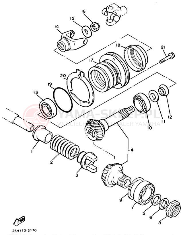 Schemat "Przeniesienie napędu" do Yamaha XVZ12TK