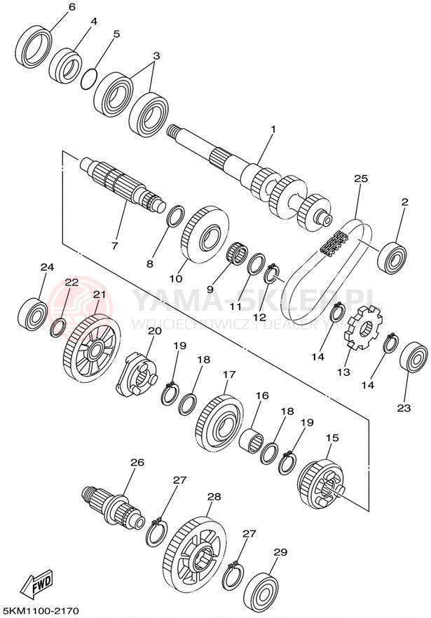 Schemat "Skrzynia biegów " do Yamaha GRIZZLY 660 YFM660FP