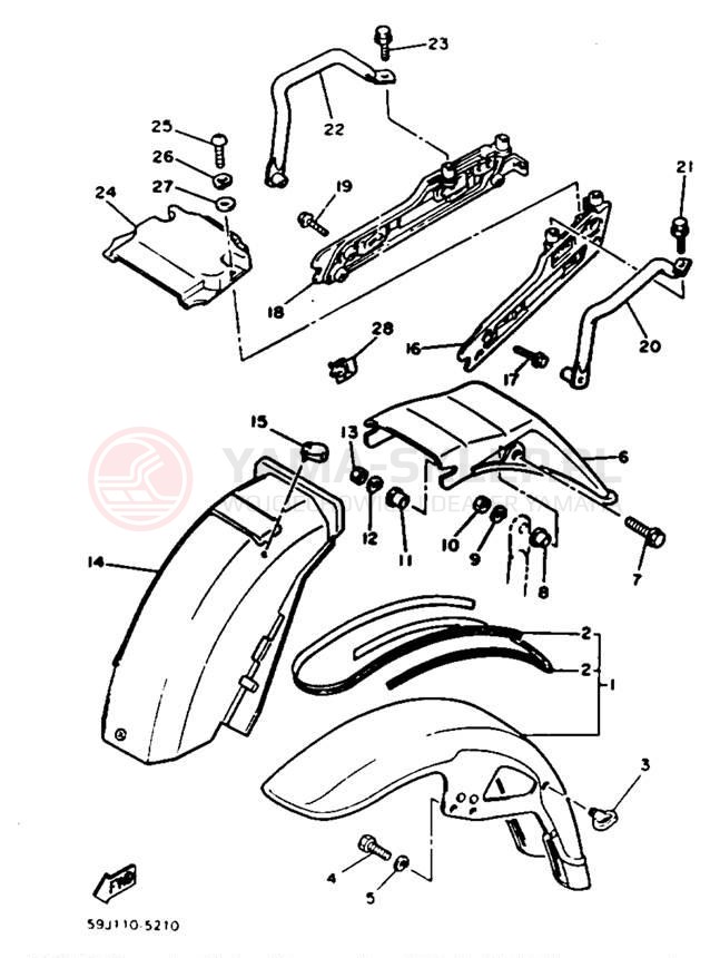 Schemat "błotnik" do Yamaha XVZ12DN