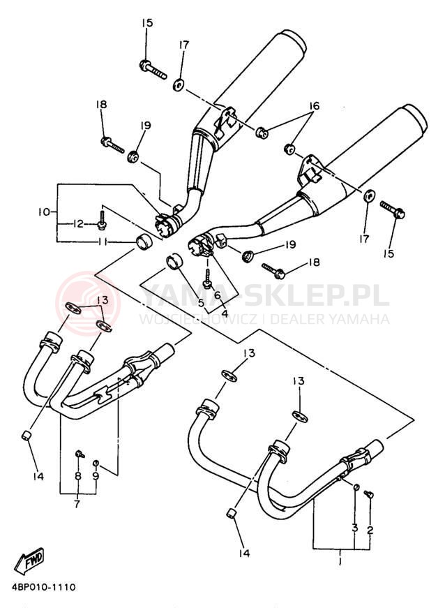 Schemat "Wydech końcowy" do Yamaha SECA II XJ600SJ/XJ600SJC