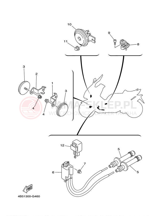 Schemat "układ elektryczny" do Yamaha TMAX XP500AB