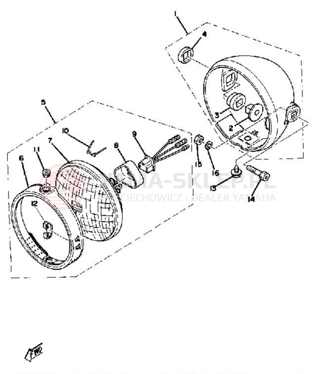 Schemat "Lampa przód" do Yamaha DT100F