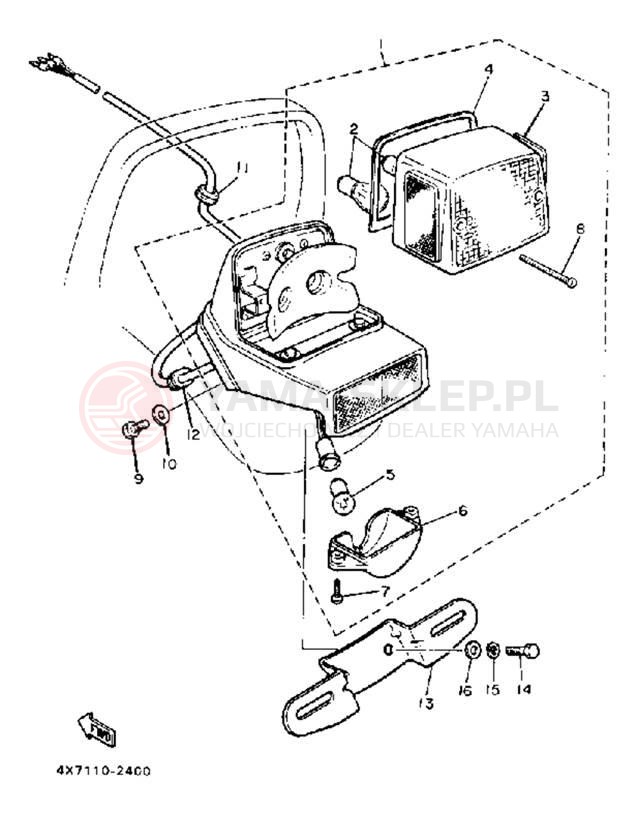 Schemat "lampa tył" do Yamaha XV920K