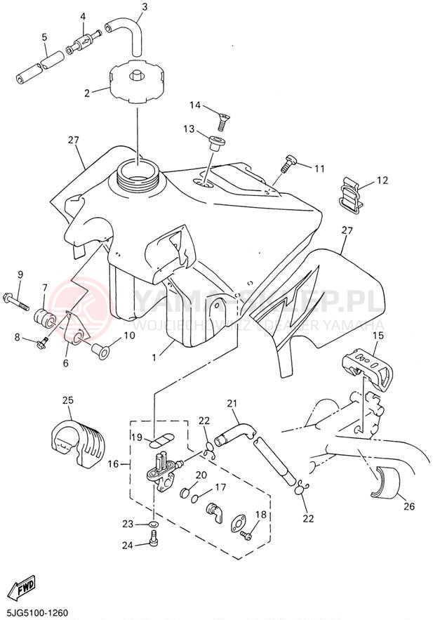 Schemat "zbiornik paliwa" do Yamaha YZ426 YZ426FN