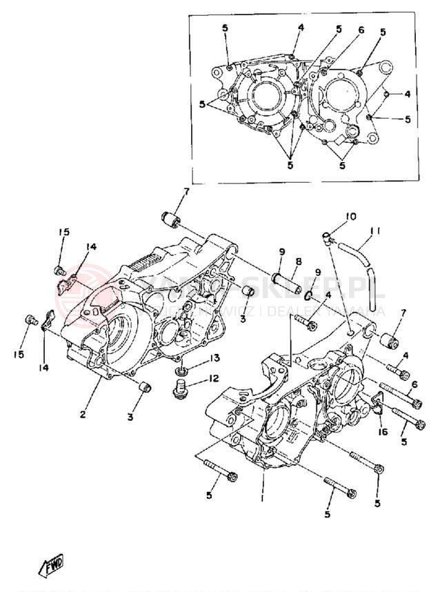 Schemat "Obudowa silnika" do Yamaha DT250F
