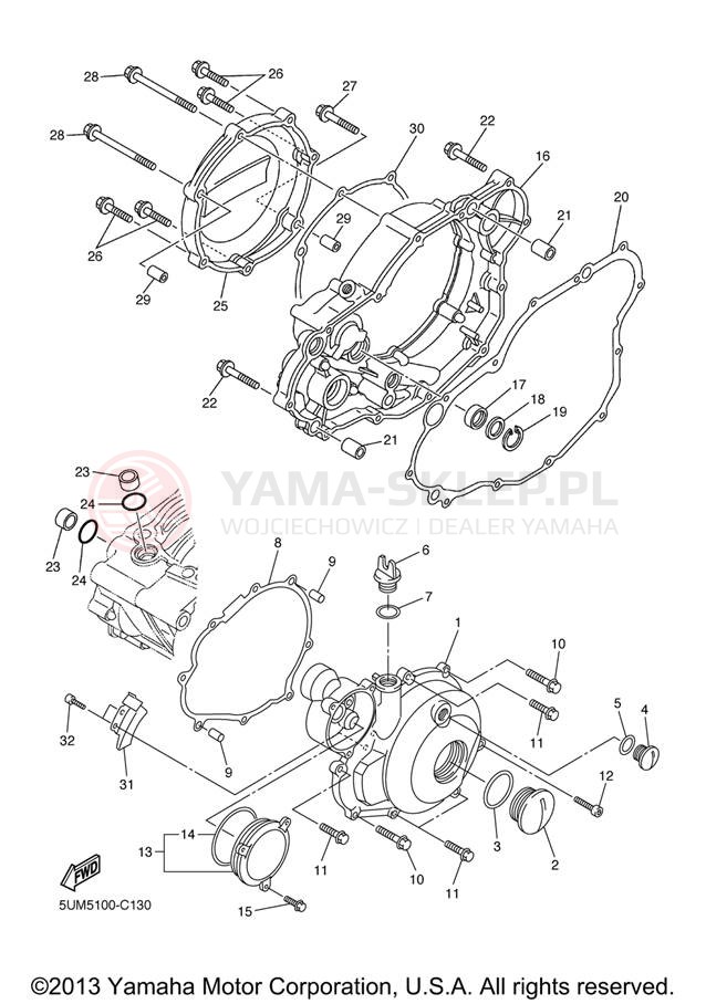 Schemat "Pokrywa silnika" do Yamaha WR250F WR250FV