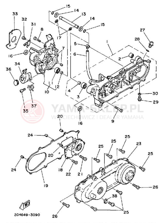 Schemat "Obudowa silnika" do Yamaha RIVA 50 CA50S