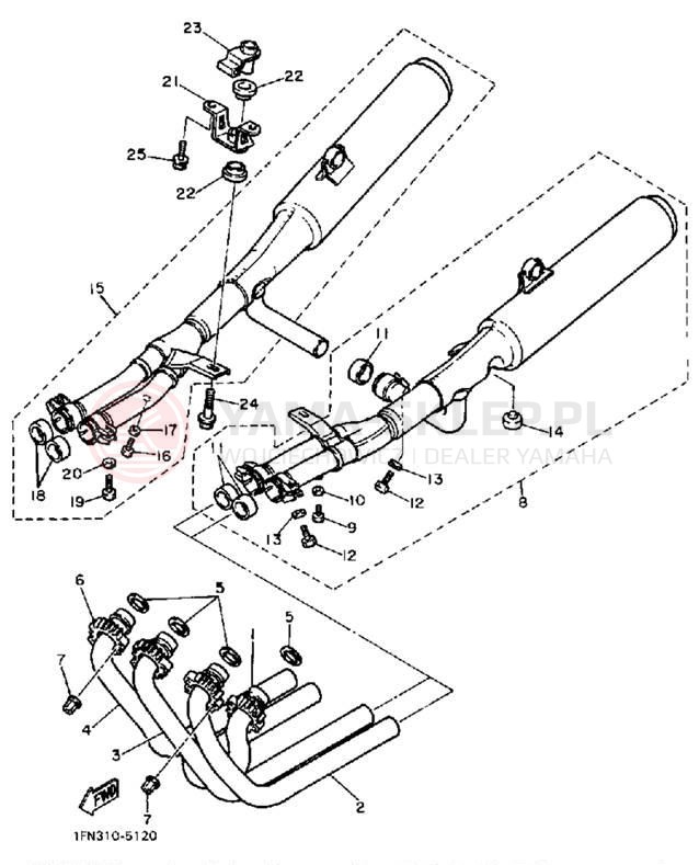 Schemat "Wydech końcowy" do Yamaha FZ750N