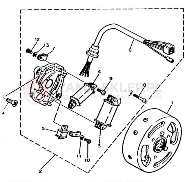 Schemat "prądnica" do Yamaha Y-ZINGER PW50F