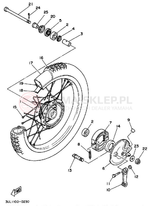 Schemat "Koło przód" do Yamaha RT100D