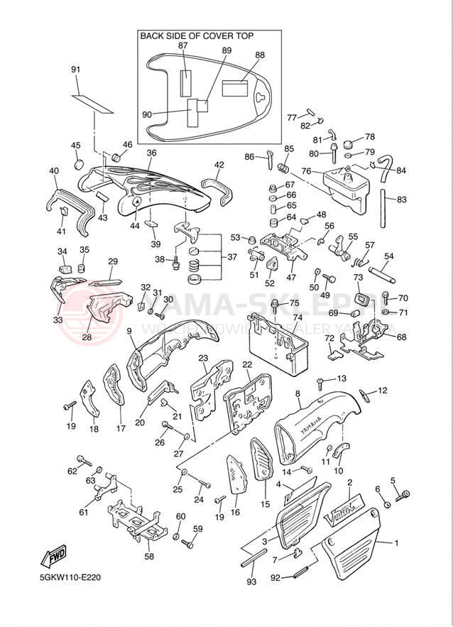 Schemat "Pokrywa boczna" do Yamaha V-MAX CA VMX12W1C/VMX12W1