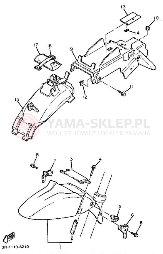 Schemat "błotnik" do Yamaha FZR400SUC