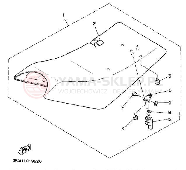 Schemat "siedzenie" do Yamaha YFA1D