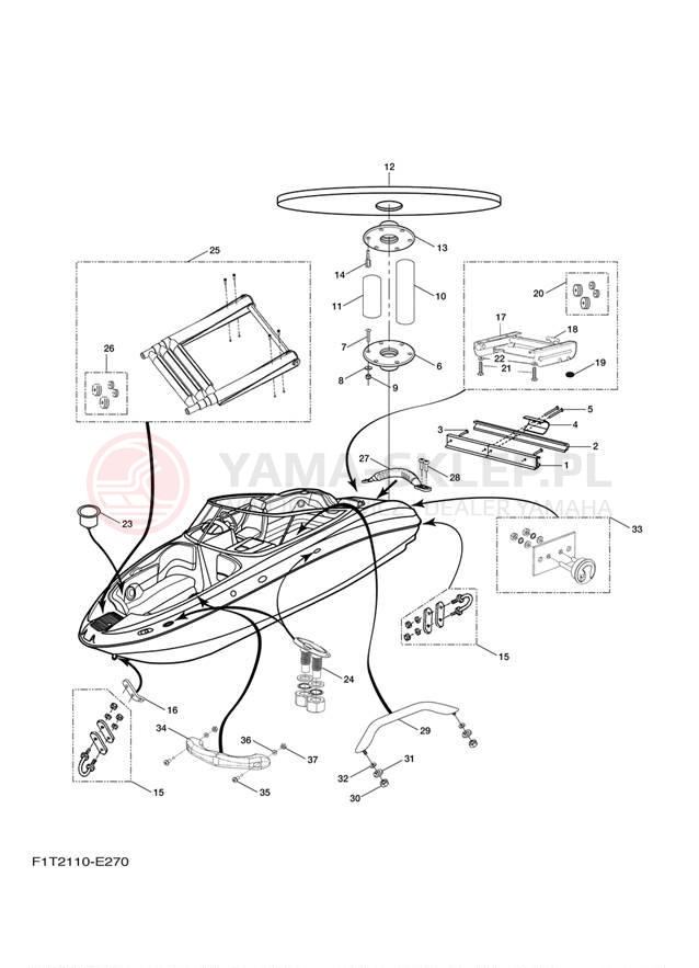 Schemat "HULL DECK FITTINGS" do Yamaha SX210 FRT1100BG/FRT1100CG