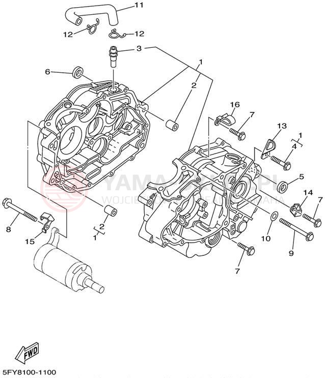 Schemat "Obudowa silnika" do Yamaha TW200 TW200PC/TW200P