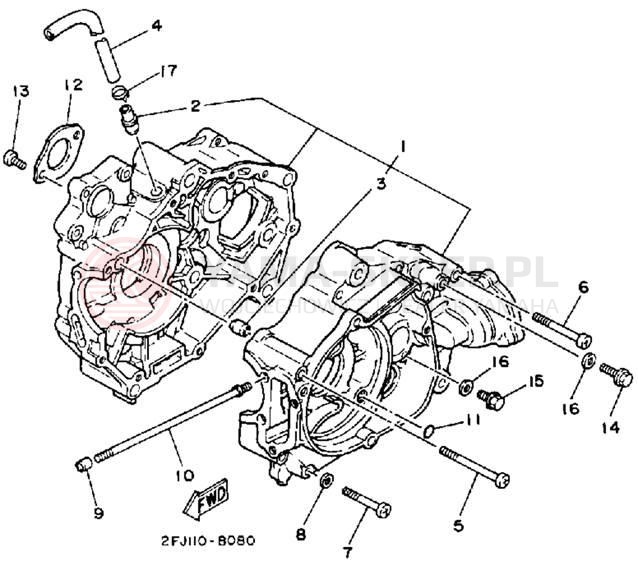 Schemat "Obudowa silnika" do Yamaha BADGER YFM80D
