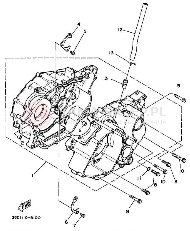 Schemat "Obudowa silnika" do Yamaha WARRIOR YFM350XD_M