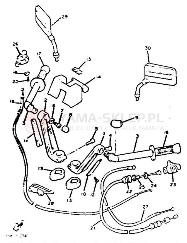 Schemat "Kierownica i osprzęt" do Yamaha XJ750J