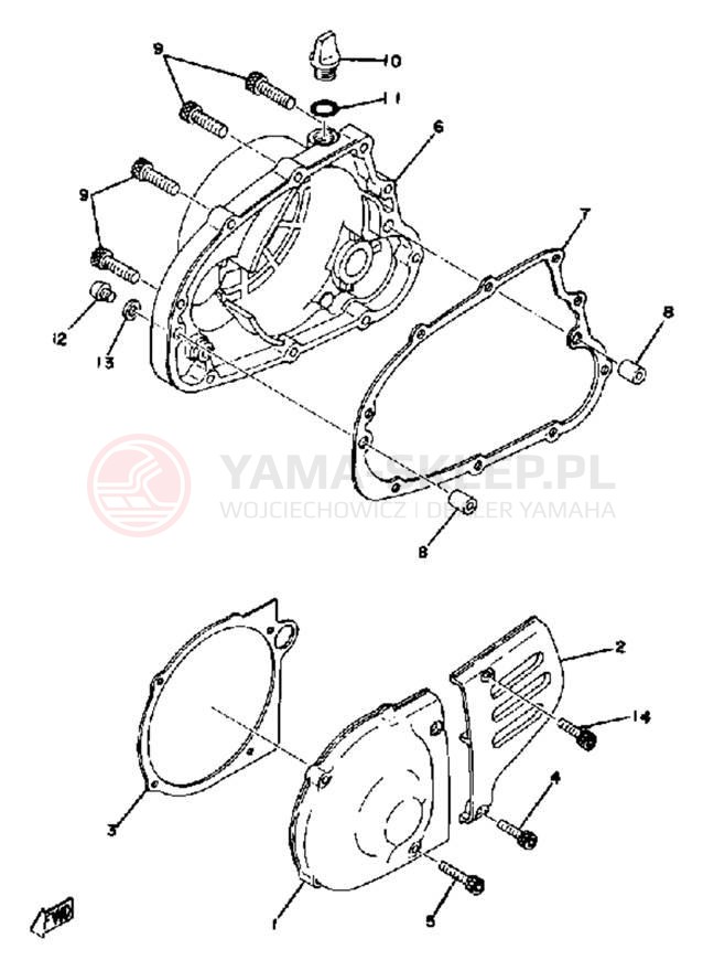 Schemat "Pokrywa silnika" do Yamaha YZ100D