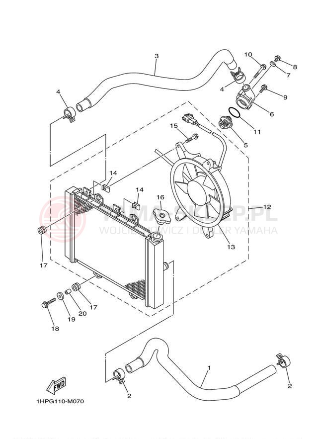 Schemat "Układ chlodzenia" do Yamaha GRIZZLY 550 EPS 4WD YFM5FGPDL