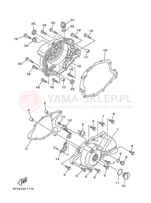 Schemat "Pokrywa silnika" do Yamaha TW200 TW200T1C/TW200T1