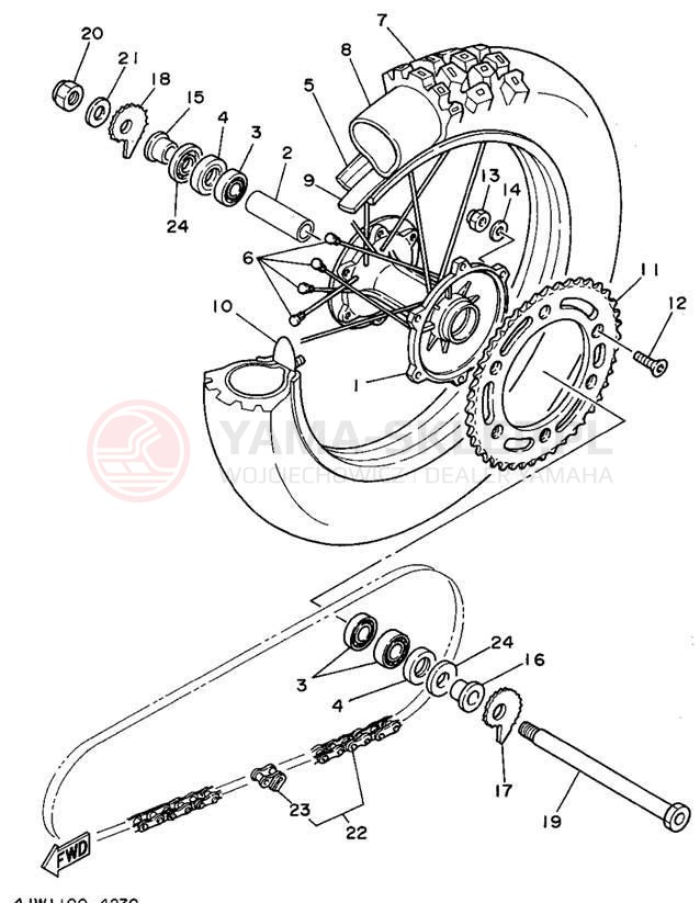 Schemat "Koło tył" do Yamaha WR250ZF