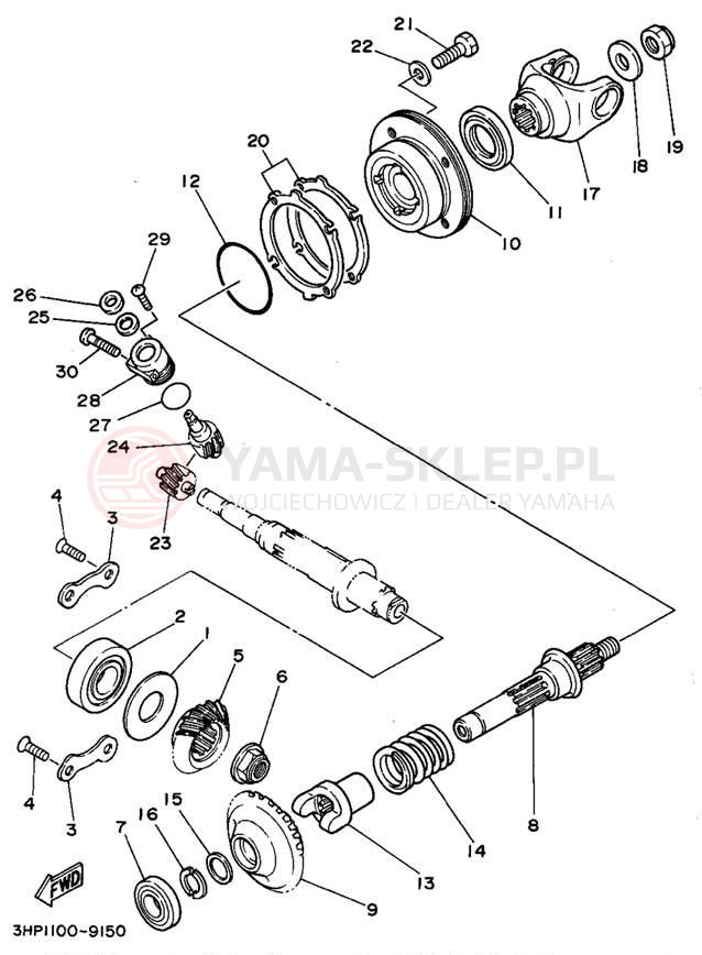Schemat "Przeniesienie napędu" do Yamaha MOTO-4 YFM350ERF