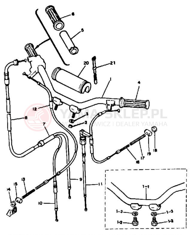 Schemat "Kierownica i osprzęt" do Yamaha PW50J