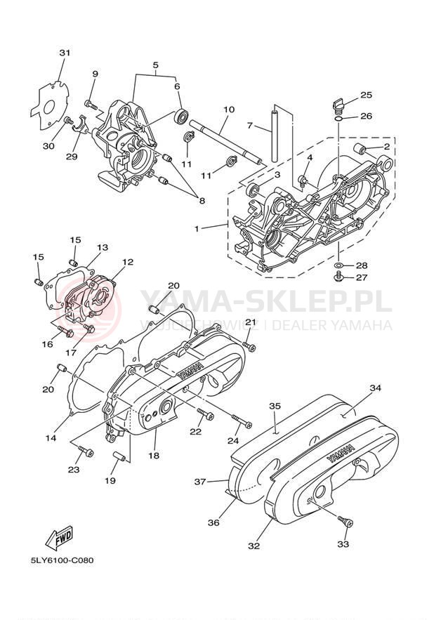 Schemat "Obudowa silnika" do Yamaha VINO YJ50RS