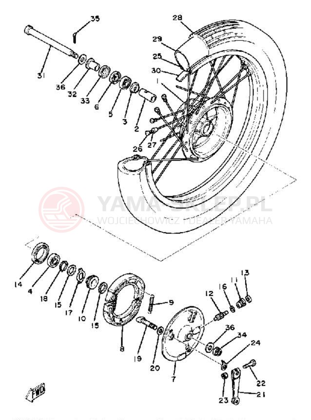 Schemat "Koło przód" do Yamaha SR250J