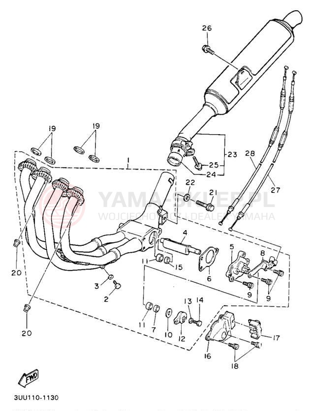 Schemat "Wydech końcowy" do Yamaha FZR600RBC