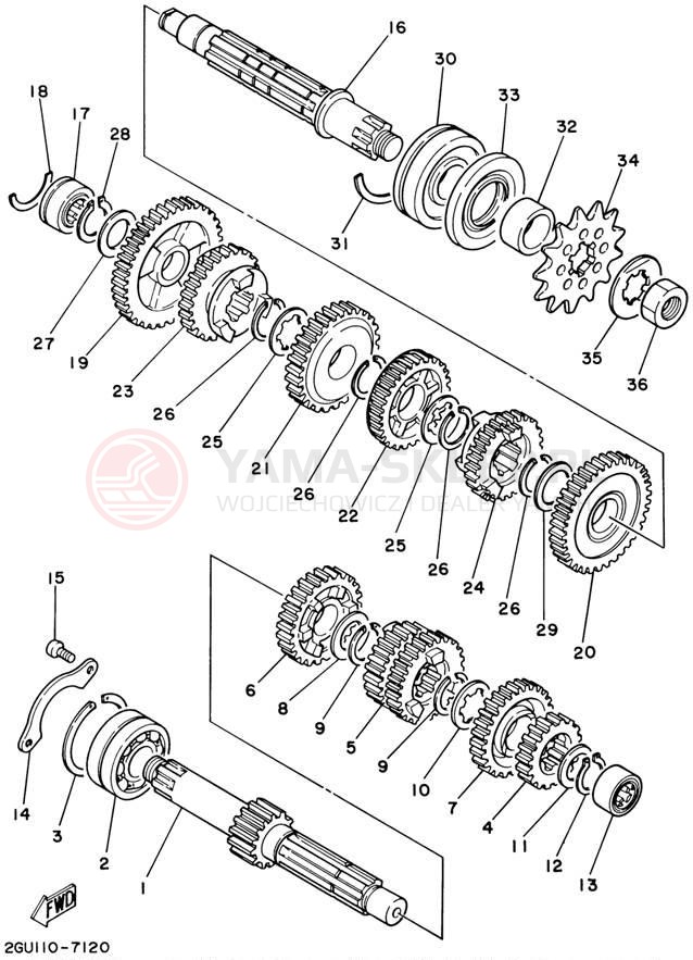 Schemat "Skrzynia biegów " do Yamaha BANSHEE YFZ350P