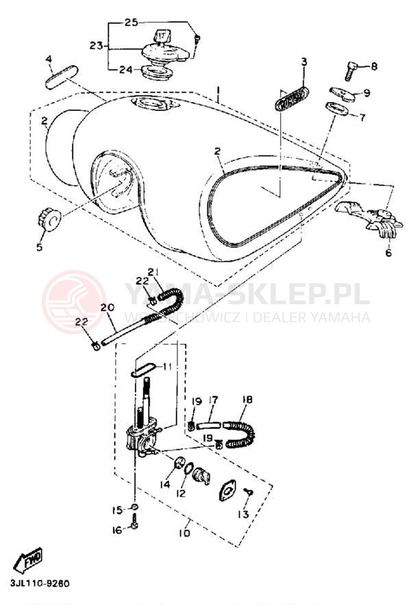Schemat "zbiornik paliwa" do Yamaha VIRAGO 750 XV750W/XV750WC