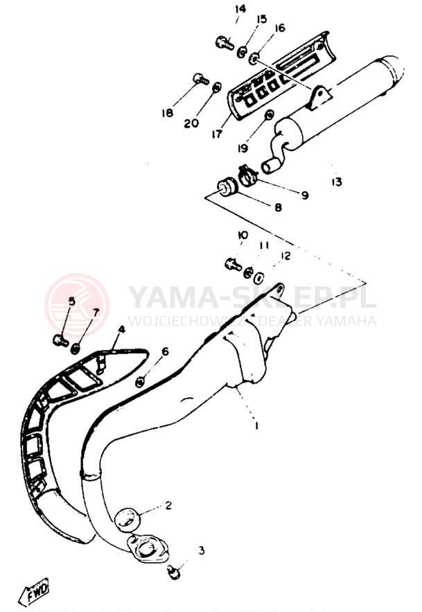 Schemat "Wydech końcowy" do Yamaha Y-ZINGER PW80E